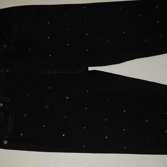 Levi's 711 skinny ankles Flash Dance black jeans studs and rhinestones - Picture 5 of 10